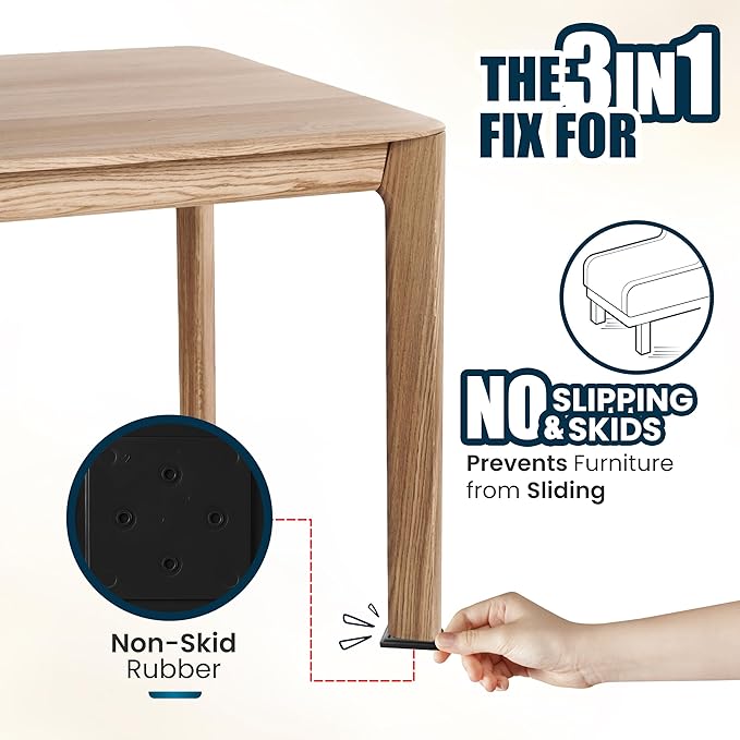 Stable The Table-12 Pack-Black Square, Furniture Leveler & Riser, Anti-Slip Sofa Gripper for Hardwood Floors, Floor Protector, Stacking Furniture Pad, Bed, Desk, Couch & Table Stabilizer, Made in USA