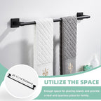 Suyar Matte Black Bathroom Hardware Set, SUS 304 Stainless Steel Bath Accessories Kit 4 PCS, Include Robe Hook, Toilet Paper Holder, Hand Towel Holder, Towel Bar, Wall Mounted