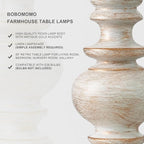 BOBOMOMO 20" Retro Table Lamps Set of 2 - Farmhouse Lamp for Living Room with Linen Shades, Rustic Bedside Nightstand Lamps, Resin Lamps for Bedroom Nursery Room Hallway - Ideal for Compact Spaces