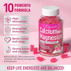 Calcium Magnesium Zinc Gummies Sugar-Free with Vitamin D3 B6 B12,High Absorption Calcium Magnesium Supplement,Bone, Muscles,Calm Mood,Sleep Support for Kids adults,90 Count Vegan Raspberry Flavor