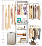 48" Small Closet Organizer, 4FT Closet System for Small Closets with 4 Hanging Rods & 3 Shelves, 80"H Small Closet Organizers and Storage for Bedrooms, Cloakrooms, White