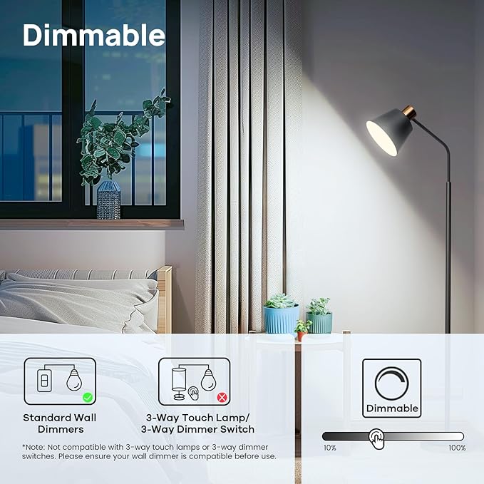 Consciot A19 LED Light Bulbs Dimmable,60W Equivalent,5000K Daylight White,9W 800 Lumens,E26 Standard Base,UL Listed,Lighting for Bedroom Living Room Home Office,5 Packs