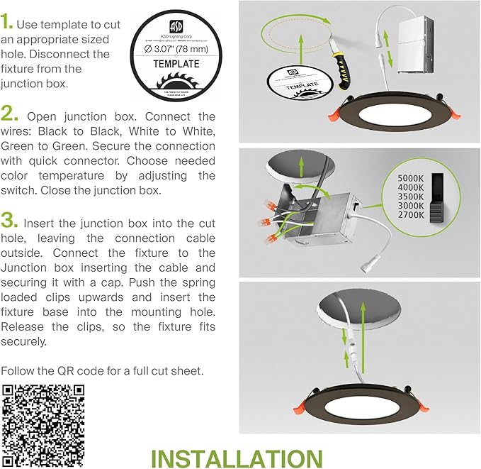 ASD 6 Pack 3 Inch LED Recessed Light 6W, 5 CCT 2700K-5000K CRI90+, IC Rated Ultra Thin Dimmable Ceiling Lights with J Box, Canless Wafer Downlight, Round Slim Panel Lighting, Energy Star ETL, Bronze