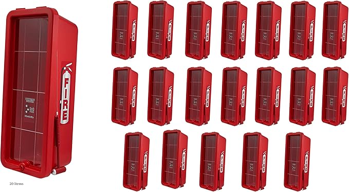 PRO&Family Fire Extinguisher Cabinet 10 lb Fire Extinguisher Box Outdoor Fire Cabinet Mounted Fire Extinguisher Cabinet Fire Extinguisher Cover (20, Red with Hammer Attachment, 10 lb)