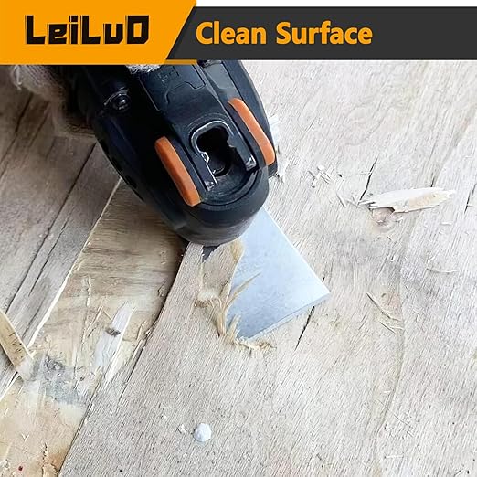 LEILUO Oscillating Tool Scraper Blade Set 10 PCS – 8 Rigid & 2 Ultra Flexible Blades for Removing Paint Caulk Adhesive Compatible with DeWalt Makita Milwaukee Dremel and More