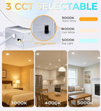 CLOUDY BAY 6 inch 3000K/ 4000K/ 5000K Selectable,Dimmable Recessed Lighting 15W CRI90+,Ultra Thin LED Recessed Light with Junction Box,IC Rated, Canless Wafer Downlight, Damp Location, White, 6 Pack