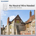 ELEGRP Dimmer Light Switch for 300W Dimmable LED/CFL Lights and 600W INC/HAL Bulbs, Single Pole/3-Way LED Slide Dimmer Light Switch, Wall Plate Included, UL Listed, 10 Pack, White