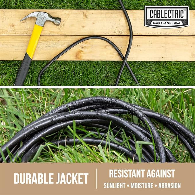 6 Ft Heavy Duty Extension Cord, SJTOW Oil Resistant 12/3 Outdoor Extension Cord with 3 Prongs, Flame Retardant, Black Electrical Cable for Outside, Farm, Ranch, American Owned