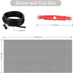 Window Screen Replacement Kit, 48'' x 99'' Fiberglass Screen Mesh with Rolling Tool and Screen Retainer Spline, DIY Adjustable Screen Door Mesh for Window, Door and Patio, Black