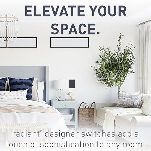 Legrand radiant TM870GCC10 15 Amp Rocker Wall Switch, Single Pole Decorator Light Switches, Graphite (1 Count)