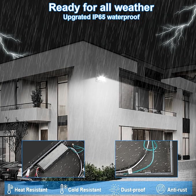 ledmo 150W LED 360° Rotatable Flood Lights, Outdoor Adjustable Head Exterior Lighting Fixture, 5000K Waterporof Commercial Security Wall Pack for Yard, Garage, Barn, House, 4 Pack