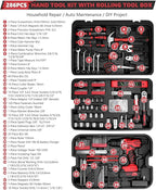 KINGTOOL Home Tool Set Kit - 286 PCS Home Auto Repair Tool Kit with Rolling Tool Box, Mechanic Tool Sets with 21V Max Cordless Power drill, Perfect for Homeowner, Diyer, Handyman