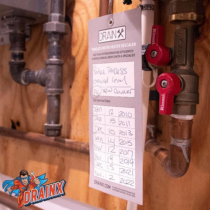 DrainX Tankless Water Heater Flush Kit with Gallon of Certified Liquid Descaling Solution for 4 Uses and 1/6HP Extra Strength Pump