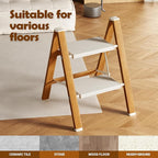 Taranta 2 Step Ladder,Aluminum Lightweight Folding 2 Step Stool with Anti-Slip Wide Pedal, 330lbs Capacity Step Ladder for Household,Kitchen,Office - White Woodgrain