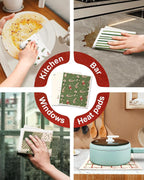 6 Pack Christmas Swedish Dishcloths for Kitchen - Reusable Dish Cloths for Washing Dishes Absorbent Cute Holiday Kitchen Towels Cleaning Sponge, Green Xmas Theme