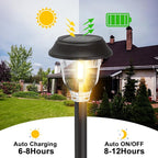 Solar Lights Outdoor Waterproof, 6 Pack Metal Glass Solar Pathway Lights Outdoor, Bright LED Outdoor Solar Lights for Yard Garden Path Walkway