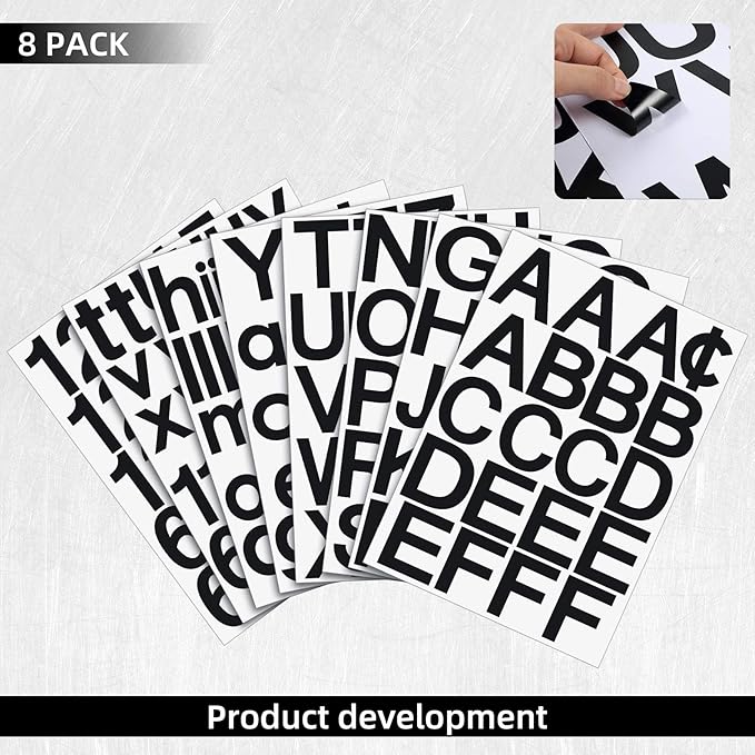Outus 8 Sheets Vinyl Letter Stickers Self Adhesive Mailbox Numbers Alphabet Stickers Stick on Letters for Christmas Stockings Scrapbook Bulletin Board School Business(3 Inch,Black)