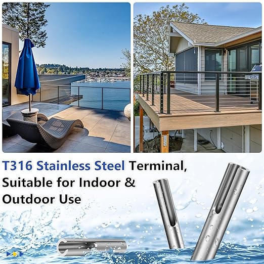 30Pack T316 Stainless Steel 1/10" 1/8" Adjustable Invisible Cable Railing Hardware Kit, Terminal Toggle Anchor Angle, Indoor Outdoor Railing Kit for Metal Corner Post Wall Post, Brushed