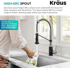 KRAUS Bolden Commercial Style 2-Function Single Handle Pull Down Kitchen Faucet in Spot-Free Brushed Brass, KPF-1610BB