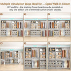 Aheaplus Closet System with 8 Wooden Drawers, Wood Closet Organizer System with Tower, Walk-in Closet Organizer Wardrobe Clothes Rack with 4 Hanging Rods, Garment Rack, Cut to Fit 7-12Ft, Grey