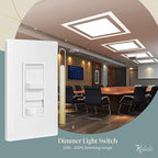 TOPGREENER Kalide 0-10V Dimmer Light Switch, LED Dimmer Switch, Low Voltage Dimmer, 3-Way or Single Pole, 120VAC 60Hz, 120VAC 10A/ 277VAC 5A LED, TGSDS-010-W, White