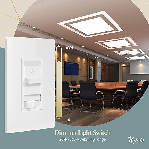 TOPGREENER Kalide 0-10V Dimmer Light Switch, LED Dimmer Switch, Low Voltage Dimmer, 3-Way or Single Pole, 120VAC 60Hz, 120VAC 10A/ 277VAC 5A LED, TGSDS-010-W, White