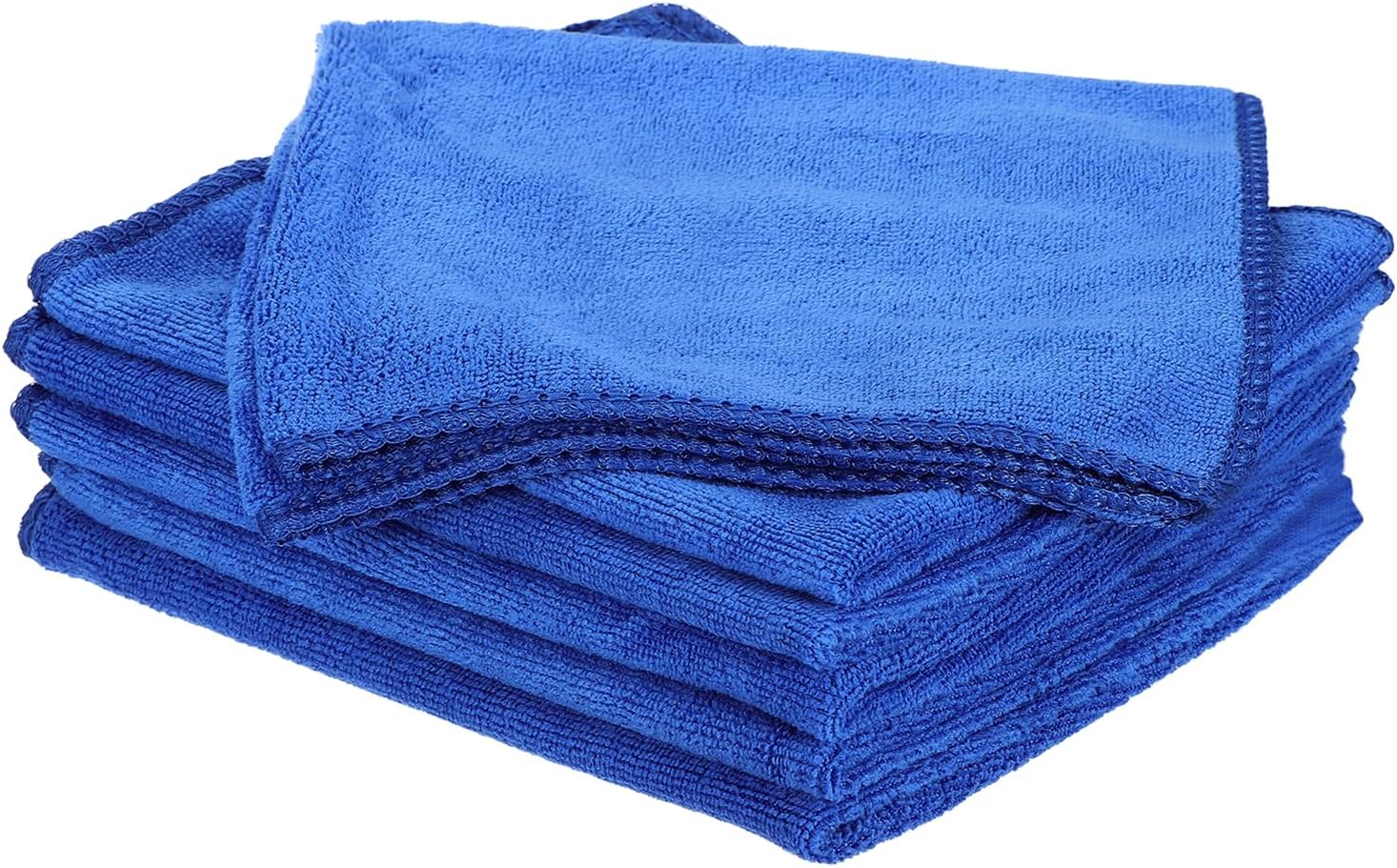 HARFINGTON 6 Pack Microfiber Cleaning Cloth, 16" x 16" Multi-Functional Cleaning Towels Reusable Absorbent Rags for Car Wash Kitchen Household Window Clean, Sapphire Blue