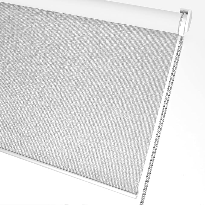 ALLBRIGHT 100% Blackout Roller Blinds Woven Shades with Striped Jacquard, Cordless Window Shades, UV Protection Fabric, Easy-Install for Indoor Home & Office, Grey Old, 52" W x 72" H