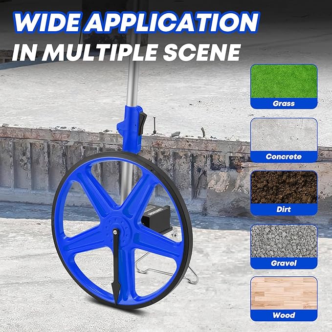 SILVEL 12 Inch Measuring Wheel, MAX9999FT Measuring Wheel in Feet and Inches, One key to Zero Rolling Tape Measuring Wheels, Blue