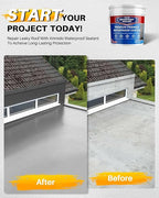 Polyurethane Waterproof Coating 2 Gallon, Light Gray, Multi-Surface Crack & Leak Repair Coating for Roofs, Basements, Foundations, Chimneys, Durable Flexible Protective Roof Sealant Waterproof