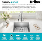 Kraus KHU101-24L Standart PRO 24-inch Undermount 16 Gauge Single Bowl Laundry and Utility Sink, 24 Inch, Tight Radius