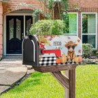 Fall Highland Cow Pumpkin Mailbox Cover Magnetic Standard Size 21x18 Inch Autumn Decorative Post Letter Box Wrap Decor Garden Yard Decoration