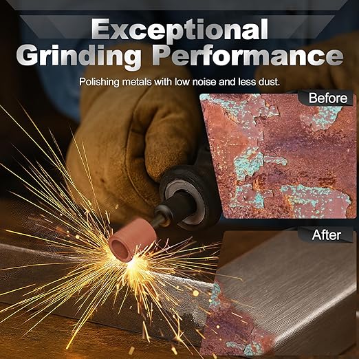 64Pcs Sanding Bits for Dremel Rotary Tools, 1/8" Shank Aluminum Oxide Grinding Stones and Sanding Drill Bits, Durable for Metal Rust Removal, Smoothing, Sharpening, Multiple Shapes to Meet More Needs