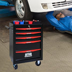 5 Drawers Rolling Tool Box on Wheels, Multifunctional Tool Chest Cabinet with Lock, Drawers Rolling Tool Cart Trolley Organizer Tool Storage Case for Warehouse,Garage,Workshop (Black&Red)