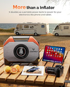 ETENWOLF VORTEX S6 Tire Inflator Portable Air Compressor for Heavy-duty Vehicle, Cordless Air Pump for Car & Inflatables with 19200 mAh Battery, 100% Duty Cycle & Dual Cylinder Bike Pump, Vivid Orange