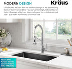 KRAUS Bolden 2-Function Single Handle Pull Down Kitchen Faucet, Commercial Style Stainless Steel/Chrome, KPF-1610SSCH