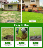 Lawn Leveling Rake, 30x10 Inch Heavy-Duty Levelling Rake with 6.2FT Adjustable Stainless Steel Handle, Lawn Leveler Tool for Yard, Garden, Golf Course, Farm Pasture