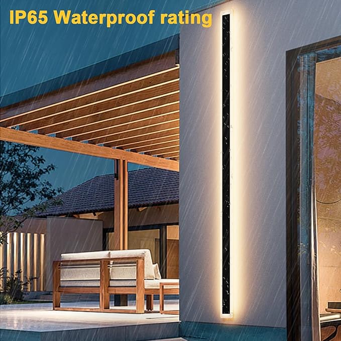 Aipsun 2 Packs Porch Wall Lights 71 inch Long Strip Modern Outdoor Wall Light Fixture, 50W Black Wall Mount Lighting Sconce Exterior Lights Wall Sconce 3000K for House Living Room Corridor