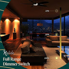 TOPGREENER Kalide Combo Dimmer Switch with 3-Speed Fan Control for Dimmable 200W LED/CFL Lights and Fan Combination Switch, Single Pole, Neutral Wire Not Required, TGDSFS3-W, White