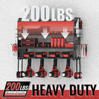 Power Tool Organizer Wall Mount, Metal Power Tool Storage Rack with Screwdriver Holder, Garage Tool Storage Shelves with Screwdriver Holder Plier Holder (Black, 4 Drills Holder)