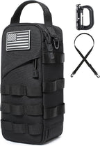 12-Inch Heavy Duty Small Tool Bag with D-Ring Clip,Flag Patch&Shoulder Strap - Small Tactical Molle Zipper Tool Bag,EDC Storage Tool Bags for Men,Multipurpose Utility Work Organizer Bag