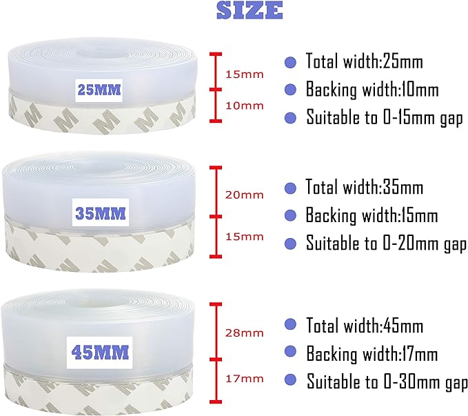 Weather Stripping Door Seal Strip,Door Strip Bottom for Doors Silicone Sealing Sticker Adhesive for Doors and Windows Gaps of Anti-Collision Silicone 5M/16FT (25MM, Transparent)