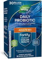 Nature's Way Fortify 50+ Daily Probiotic for Men and Women, 30 Billion Live Cultures, Colon, Digestive, and Immune Health Support* Supplement, 30 Capsules (Packaging May Vary)