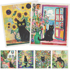 Swedish Dishcloths for Kitchen, 6 Pack Oil Painting Black Cat Reusable Paper Towels Washable, Absorbent Dish Rags for Washing Dishes Housewarming Gifts
