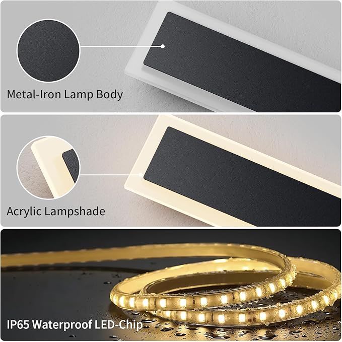 2 Pack 39.3 inch Modern Led Outdoor Wall Light, 3000K-6000K 10%-100% Dimmable Lights for Outside, IP65 Waterproof Wall Sconce Light with Remote Control for Porch,Hallway, Garage,Patio,Stairway,Yard