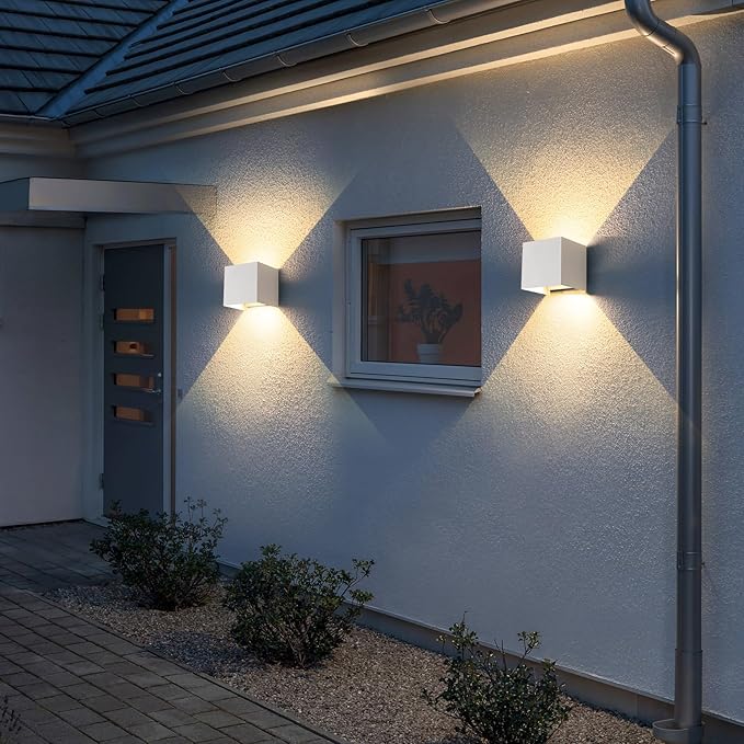 LED 20W Outdoor Wall Lights Exterior/Interior 3 Colors Adjustable Wall Sconce Up and Down Light Porch Lights IP65 Waterproof Exterior Wall Sconce Modern Outdoor Lighting Square Aluminum White