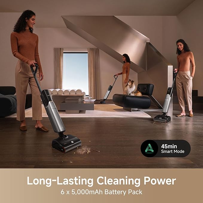 Mova X4 Pro Wet Dry Vacuum Cleaner, 20000Pa Cordless Vacuum Mop with Zero Tangle, Hot Water Mopping for Sticky Messes,194℉ Hot Air Self Drying, 180° Lie Flat, Push-in Charging Station, LED Display