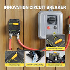 RED WOLF 200A Circuit Breaker Switch Manual Reset DC 12-24V, 5/16"-M8 Stud for Car Audio RV Marine Boat Truck Trolling Motors Stereo Audio Electronic Battery Solar System