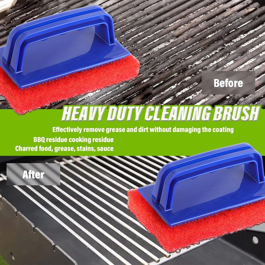 5 Pack Electric Cleaning Brush Pad Kitchen Bathroom Household Cleaning Pad Swimming Pool Wall Cleaning Brush Heavy Duty Griddle Scrubber Scouring Pad and 1 Pack Handle kit(Red)