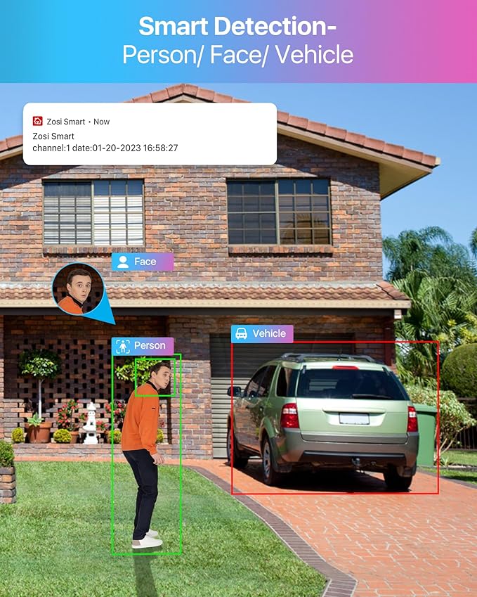 ZOSI 32CH 4K Security Camera System,16pcs 4K/8MP PoE Cameras Outdoor,Human/Vehicle Detection,2 Way Audio,Color Night Vision,16 Port 32 Channel 8MP Dual-Disk NVR with 4TB HDD for 24/7 Recording